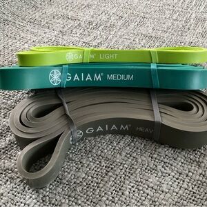 GAIAM Workout Resistance Loop Bands in Lime, Teal & Gray